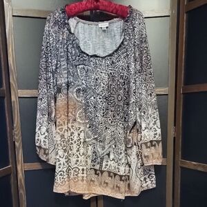 Avenue Black and Brown Mandala Blouse